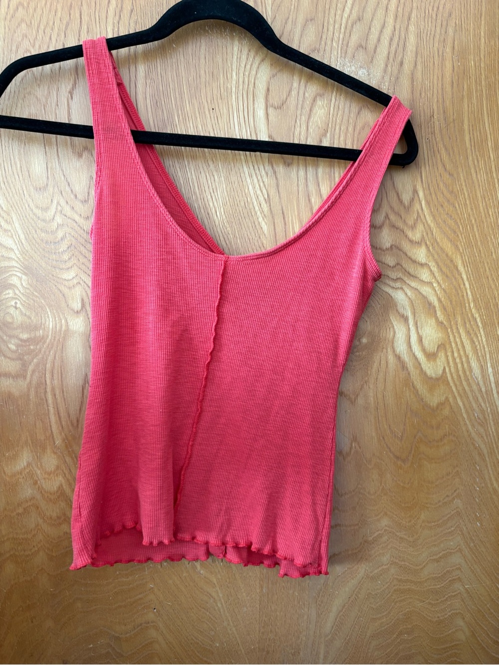 Free People Coral Ribbed Button-Front Tank S - Picture 5 of 7